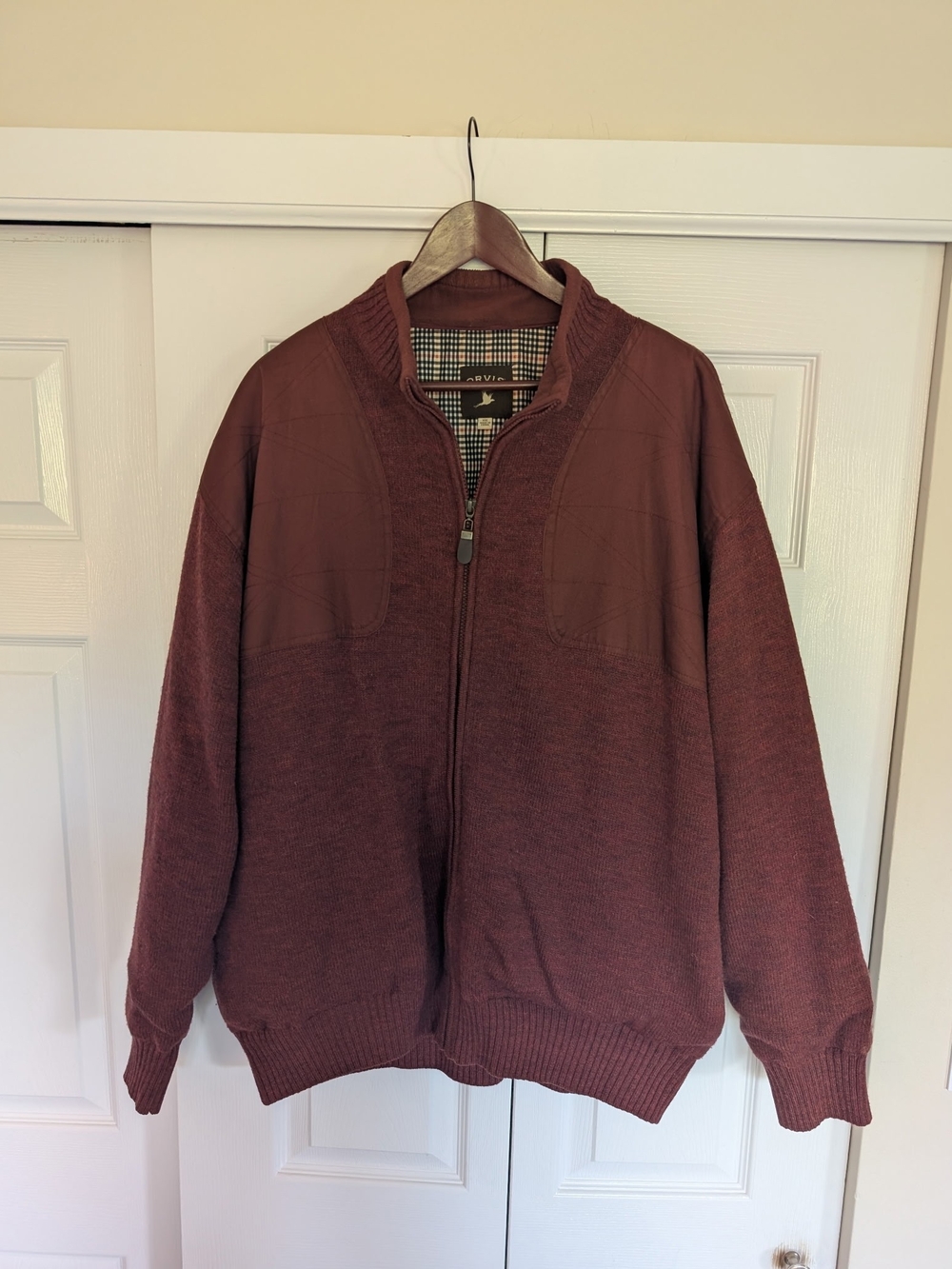 Orvis Men's Zip-Up Sweater Jacket in Maroon